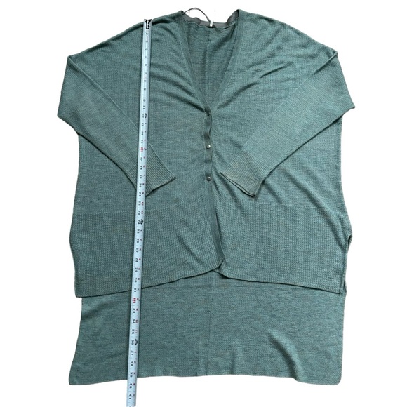 FREE PEOPLE TGIF Hi Lo Snap Buttons Marled Green Oversized Cardigan M - Picture 3 of 5